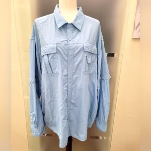 Mens 2XL Light Blue Button-Up Fishing/Camping/Sportsman Shirt